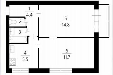 2-к квартира, 39 м², 4/5 эт.