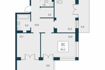 3-к квартира, 85,2 м², 2/4 эт.