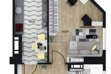 1-к квартира, 43,3 м², 15/16 эт.